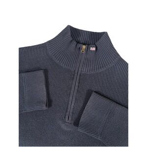 Polo Jeans Company Ralph Lauren Blue Ribbed Heavy Cotton Quarter Zip Sweater XXL